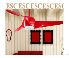 Modern Style Ceiling Fan With Led Light White And Red Color