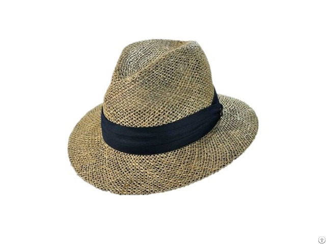 Natural Mens Straw Fedora Seagrass Hat