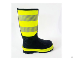 Hi Visibility Safety Boot Handmade Of Natural Rubber Protective Toe Cap Perforation Resistant
