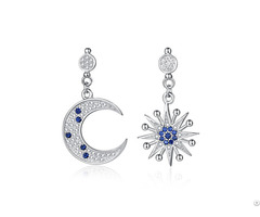 Personality 925 Silver Dangles Jewelers Moon And Star Earrings