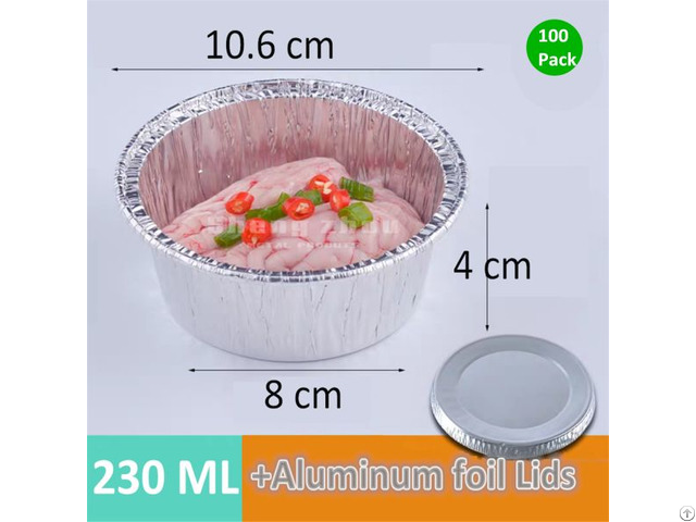 Aluminum Disposable Pans Round With Foil Lids 100 Pack