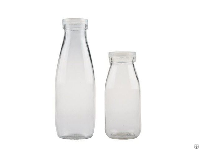 Round Clear Glass Milk Bottle