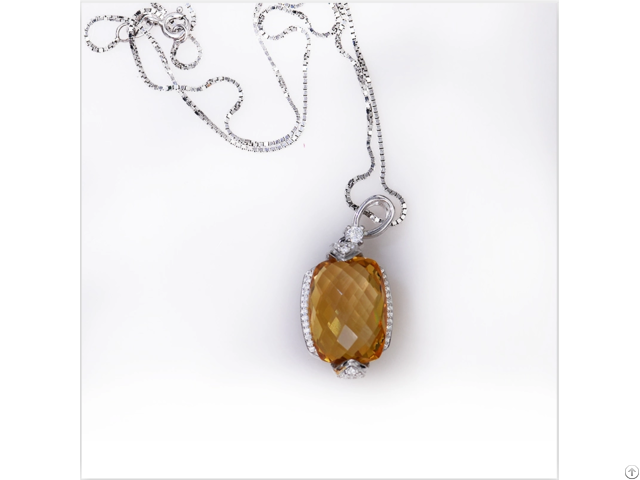 Citrine Pendant 925 Sterling Silver Customized Jewelry Manufacturer