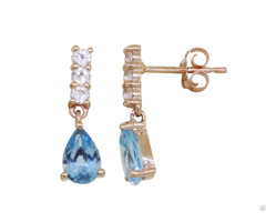 Yellow Gold Planting Earrings 925 Sterling Silver Customized Jewelry Manufacturer Swiss Blue Topaz