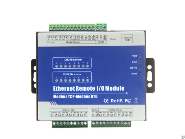Modbus Tcp Ethernet Remote Io Module Rs485 To Rj45 Converter Ain Din Relay Output