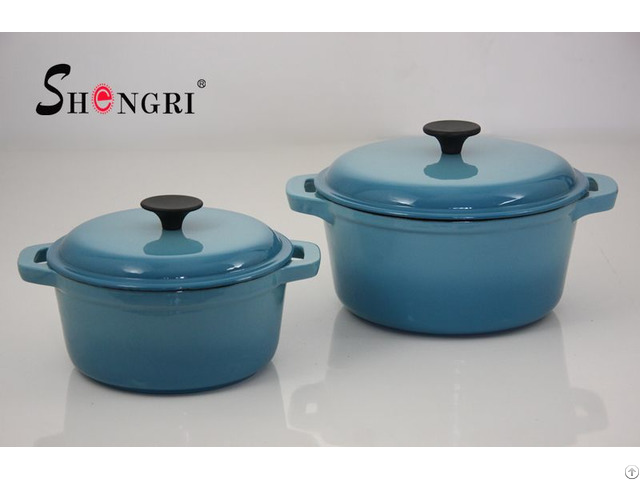 Sr067 Enamel Cast Iron Cosseroles Sky Blue Color With Lid