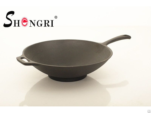 Sr215 Cast Iron Cookware Pre Seasoned Coating Wok With Handle