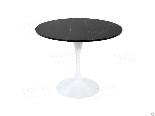 Round Black Marble Dining Table Modern