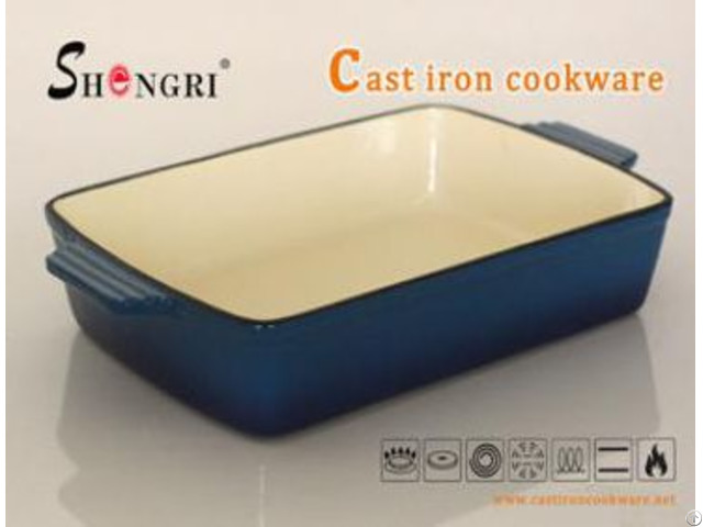 Sr084 Cast Iron Enamel Cookware Big Square Baking Pan