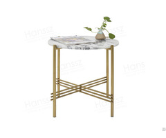 Natural Italian Lilac White Stone Tables Golden Metal Legs Coffee Table Marble