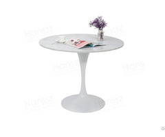 Elegant White Metal Base Carrara Stone Top Restaurant Marble Table