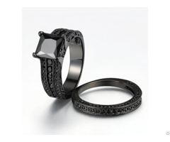 Black Spinel Rhodium Planted Stackable Ring