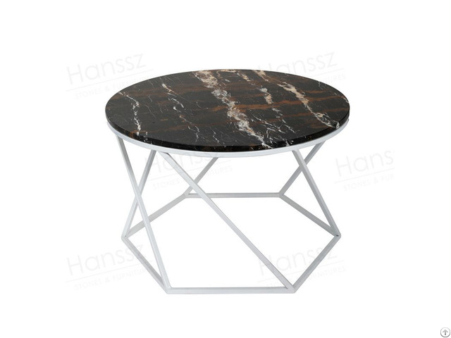 Portoro Extra Marble White Metal Coffee Table