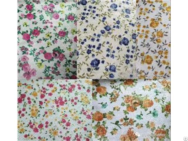 Printed Floral Glitter Synthetic Leather With Flowers Pattern