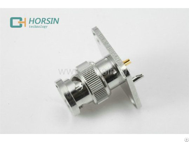 Horsin Factory Price 75ohm Pcb Mount Flange Right Angle Bnc Female Rf Coaxial Conenctor