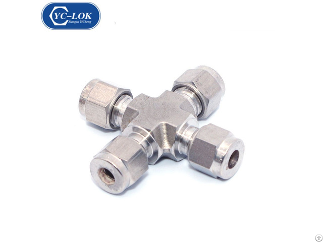 Stainless Steel 4 Way Union Type Tubing Fitting Cross Pipe Fittings